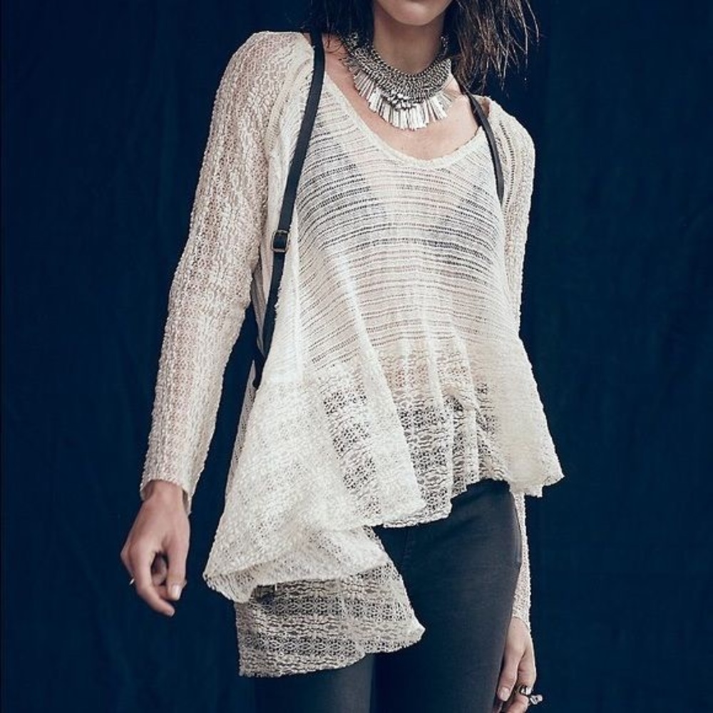 Free people asymmetric crochet lace shirt